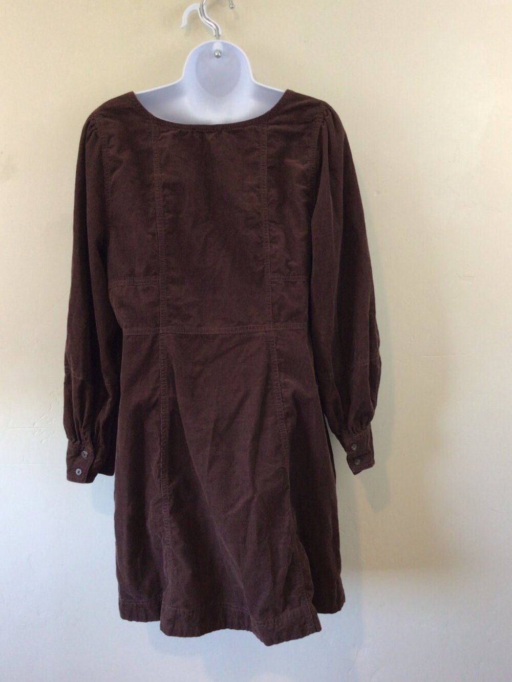 3/$10💕 Madewell Brown Corduroy Long Sleeve Button Down Midi Dress - Picture 5 of 6